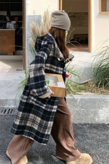 高级双面呢羊毛格子毛呢外套大衣女2024冬加厚学生超好看连帽休闲，女装毛呢外套，千寻