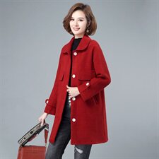 呢子大衣女中长款2021新款秋冬休闲高端羊毛流行毛呢外套高贵，女装毛呢外套，伊满意