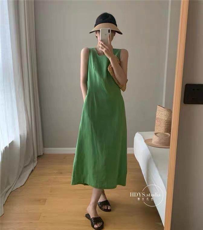 夏季新款砂洗料气质连衣裙,女装连衣裙,斐媞梦