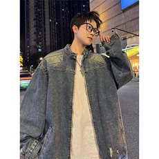 JK8637-P74美式潮牌高街浮雕异形机甲设计感牛仔外套，男装工装外套，电商B323A