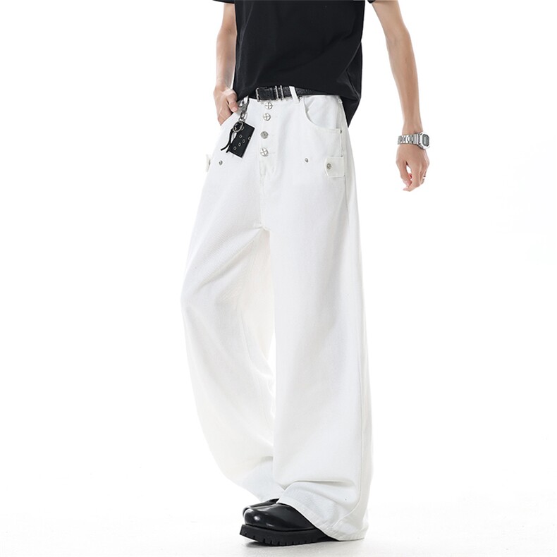 2026春夏潮牌设计感纽扣弯刀裤xz906-1-K1307特价P50控98,男装休闲裤,星座906-1（原电商a316-2）