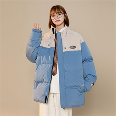 中性棉衣2024新款拼色面包服大码棉衣胖子外套加厚潮牌ins棉袄，男装棉衣，电商A409-1