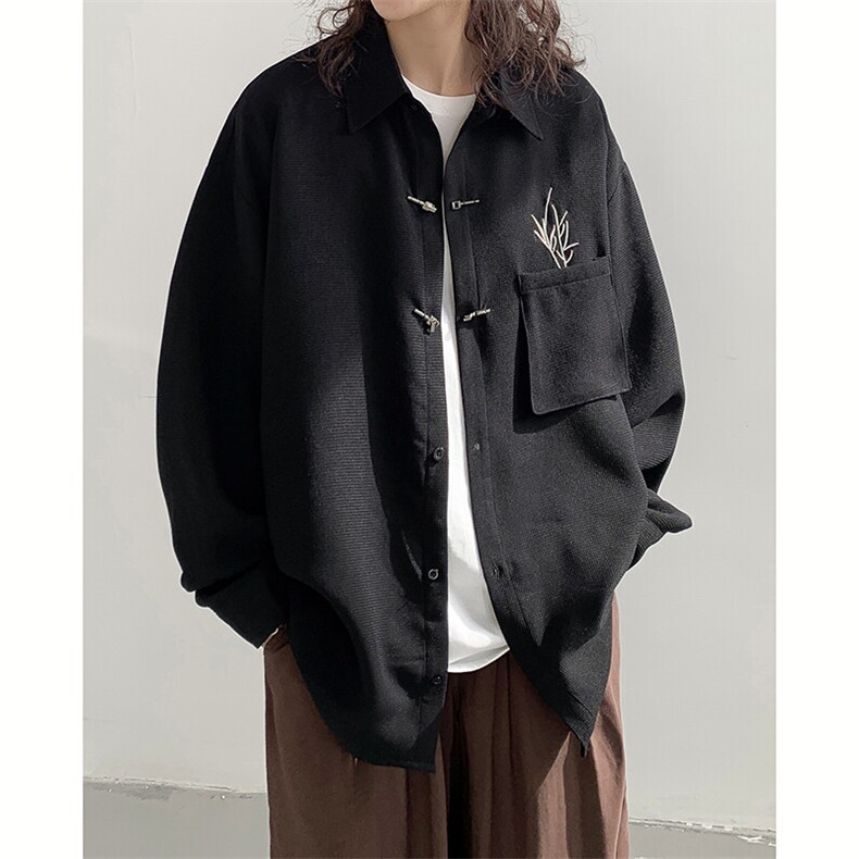 【深度现货】CS7115-P55控78大码潮刺绣立体口袋衬衫中性外套，男装衬衫，电商D232