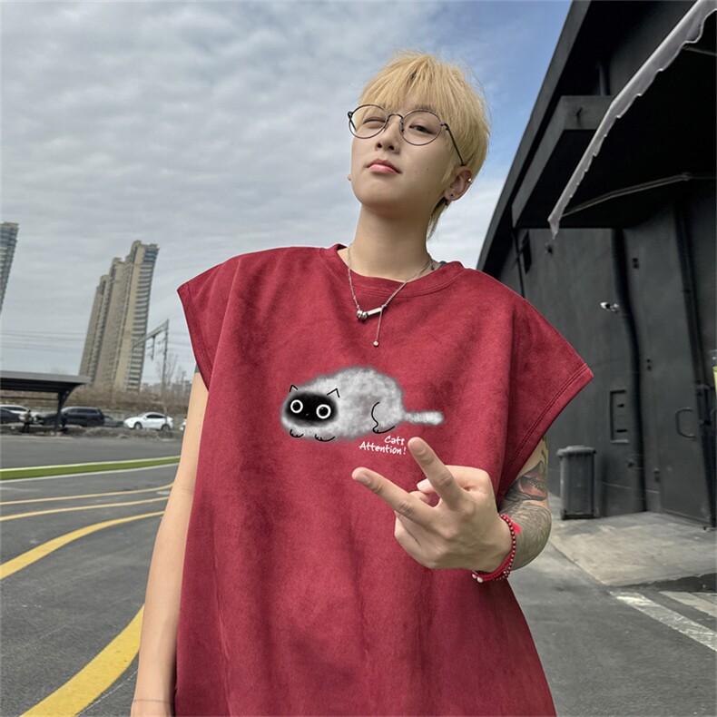 麂皮绒背心坎肩男T恤美式港风潮JB451-特P19控38,男装背心/马甲,电商B370