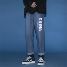 ！大货！2023秋季七彩夜光潮牌直筒宽松男士牛仔裤NZ111P45,男装牛仔裤,电商B220