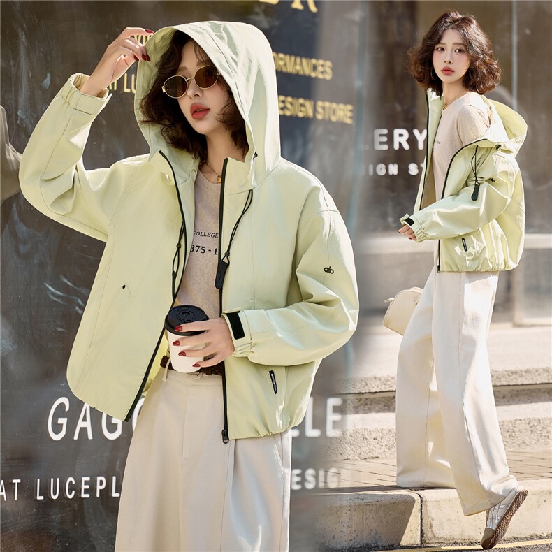 小个子短外套女2026年春季25-29周岁女士短款拉链日常夹克外套，女装短外套，悦祺