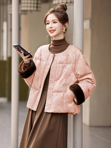 短款羽绒服女2025冬季新款小个子高级感超好看新中式G风提花外套图片