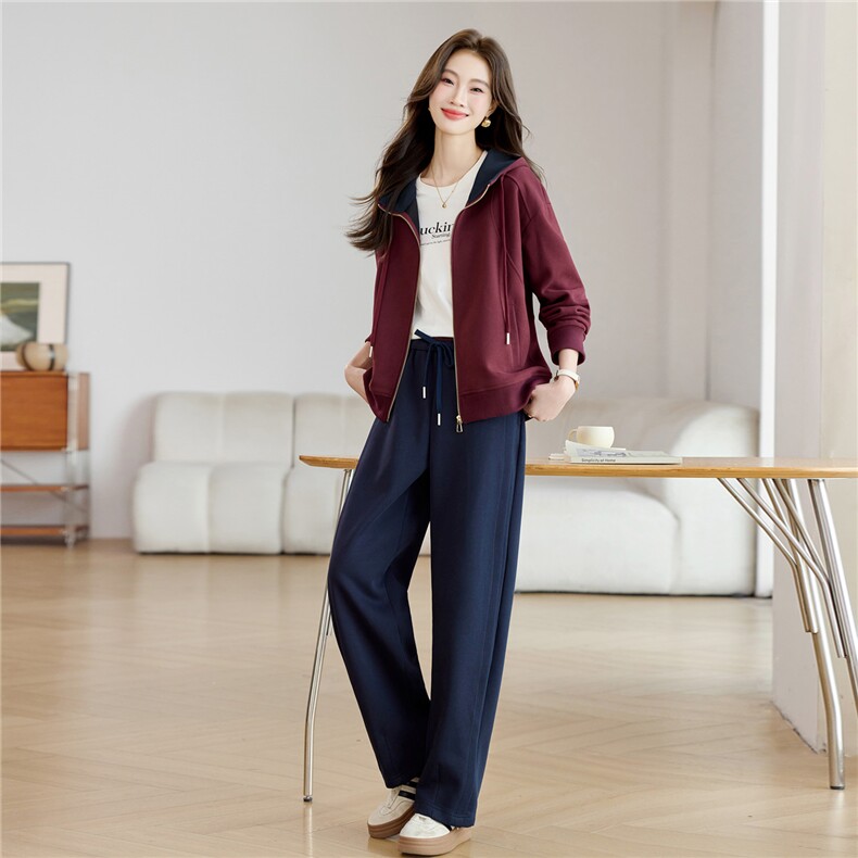 长期有大货卫衣开衫外套女2026春秋宽松拉链安可拉红连帽气质上衣，女装套装/套裙，璐依舞