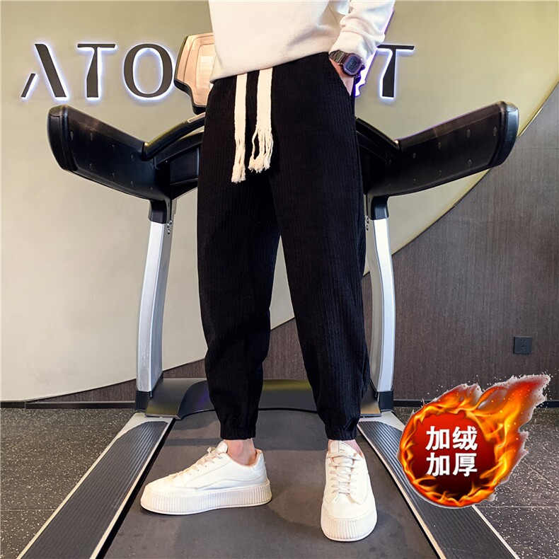加绒休闲裤子男冬季雪尼尔束脚长裤社会小伙韩版新款JR2069-P70图片