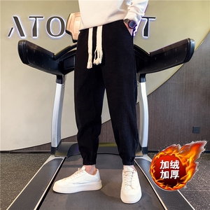 加绒休闲裤子男冬季雪尼尔束脚长裤社会小伙韩版新款JR2069-P70图片