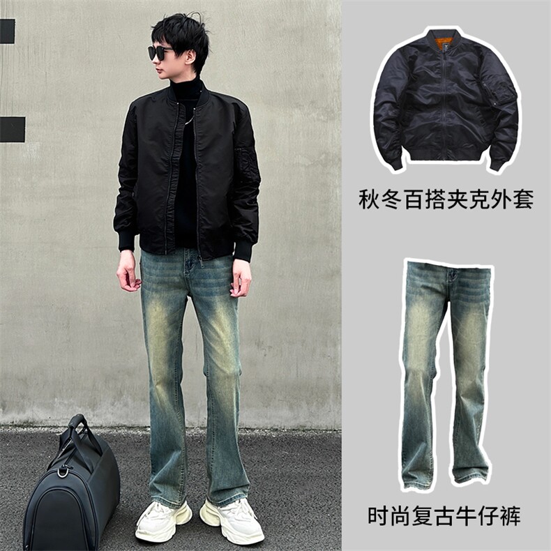 春秋冬男士夹克美式加厚外套夹克 JK327/P90-复古色牛仔裤992/P65图片