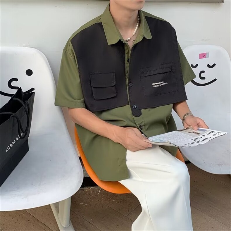 夏季新款衬衫潮流慵懒男方领衬衫C670P42,男装衬衫,星座1116-2