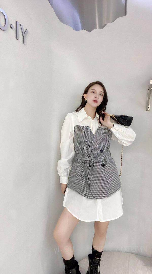 假俩件收腰衬衫21Q-024，女装衬衫，红衣情缘