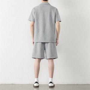 纯色二开TZ25306-特P55休闲运动套装男士短袖T恤短裤潮牌穿搭男装图片