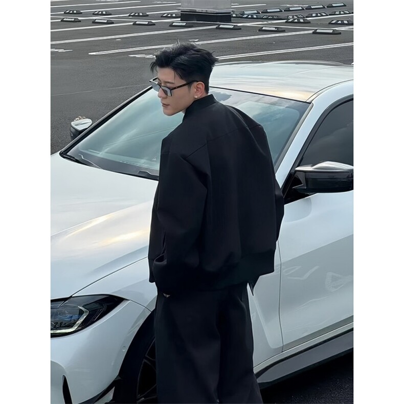 W10583-P78网图现货黑色红内飞行夹克棒球服高品质,男装夹克,星座1608