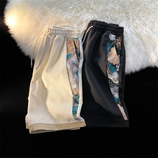 1港风大码M-5XL日系刺绣民族风潮五分裤短裤男DK7791P45控59，男装牛仔裤，星座226-2