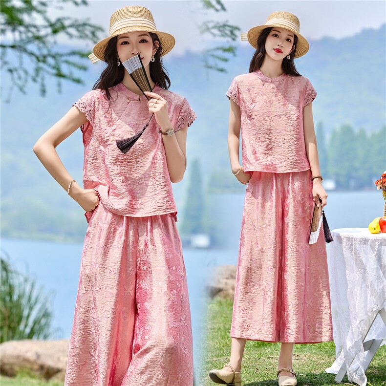 2026年夏季新中式套装提花面料,女装套装/套裙,贵人树