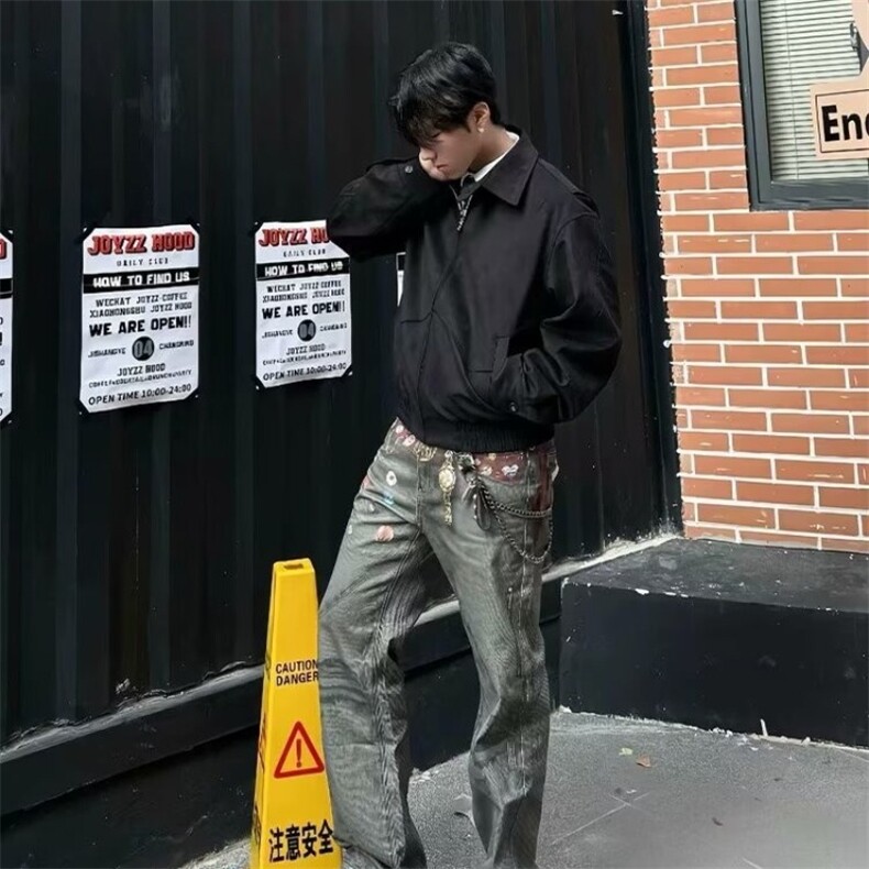 得物品质秋款男女夹克麝皮绒翻领夹克上衣ins外套JK7500P90,男装夹克,星座1013-1
