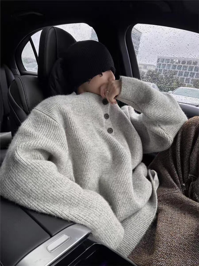 网图美式复古亨利领毛衣男慵懒风针织衫cleanfit外套MY5010-特P55,男装针织衫/毛衣,星座1007（原301D）