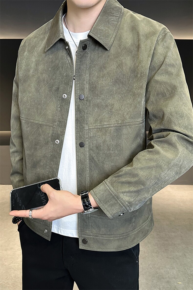 2025新款秋季夹克男翻领潮牌痞帅高级感上衣外套A313-9305-P145,男装夹克,电商A313