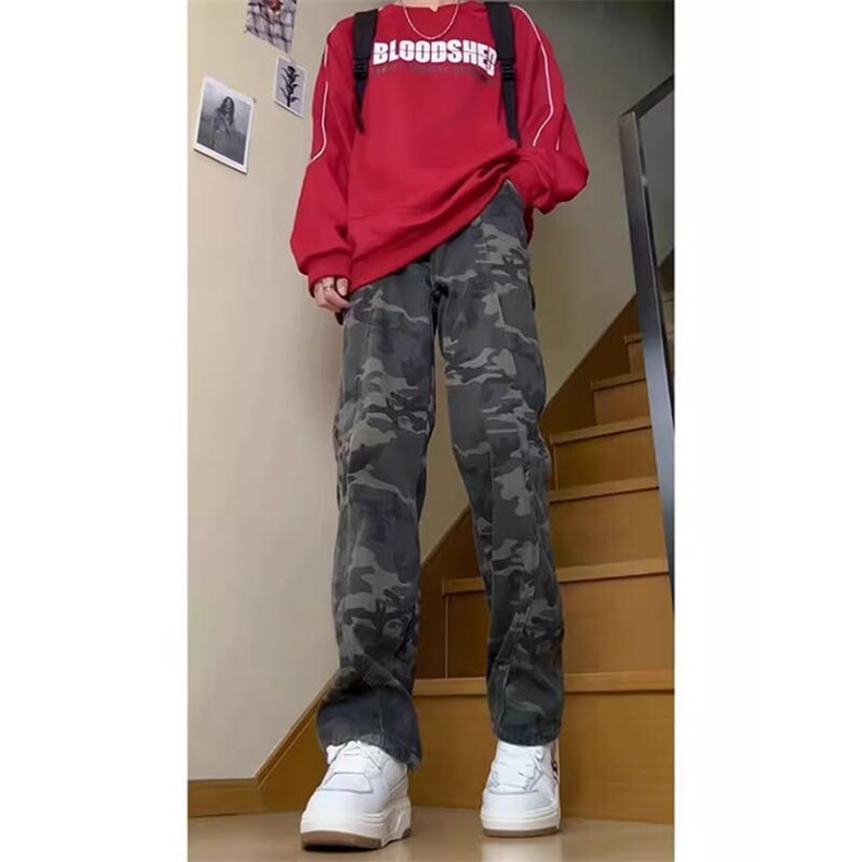 工装迷彩裤男秋冬多口袋宽松直筒裤子纯棉休闲裤KM910网络图,男装休闲裤,星座1116A（原606A-3）