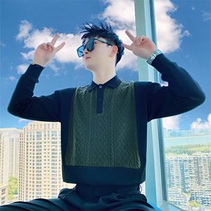 AW193/特P78控108春季社会小伙拼接撞色设计感百搭小伙卫衣男咖首图片