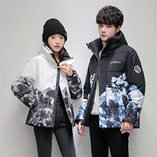现货秋冬迷彩渐变羽绒服男女情侣短裤外套班服Y126P80，男装牛仔裤，星座1602B（原101B-1）