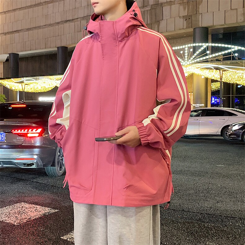 港风可二开中性风宽松夹克撞色拼接防水冲锋衣外套MYJ24-7832-P75,男装夹克,星座717