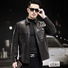 WL2106秋冬新款男士皮衣男山羊皮夹克多口袋P790，男装皮衣，电商B360