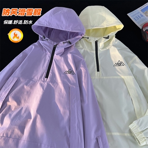冬新单板防水防风滑雪服男女加绒内里中性风大码套头外套M79-P120图片