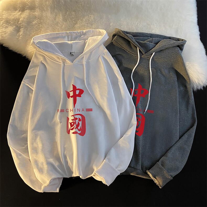WY2198-P35 加绒款-P40 纯棉连帽卫衣男大码运动帽衫宽松薄外套男图片