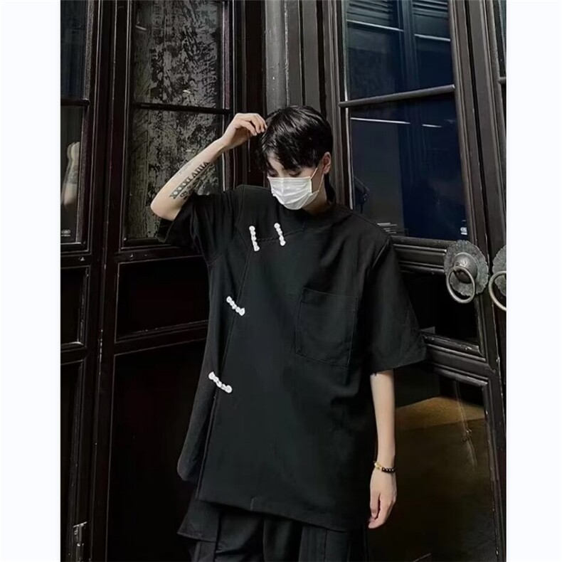 潮新中式风短袖衬衫男女2024夏季新款宽松中山装衬衣CY770-P34,男装衬衫,星座412-2