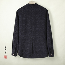 2023风男装棉麻男士提花汉服领新中式麻料衬衫C003P100，男装衬衫，钱塘802