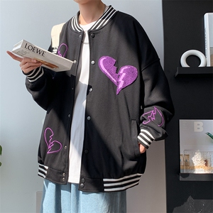 春秋刺绣棒球服男ins潮牌宽松港风外套J225P65图片