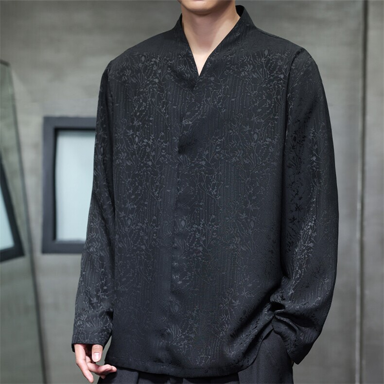 2025春季新款男装唐装风上衣新中式立领提花衬衫C179-P55,男装衬衫,电商B277(原6028)