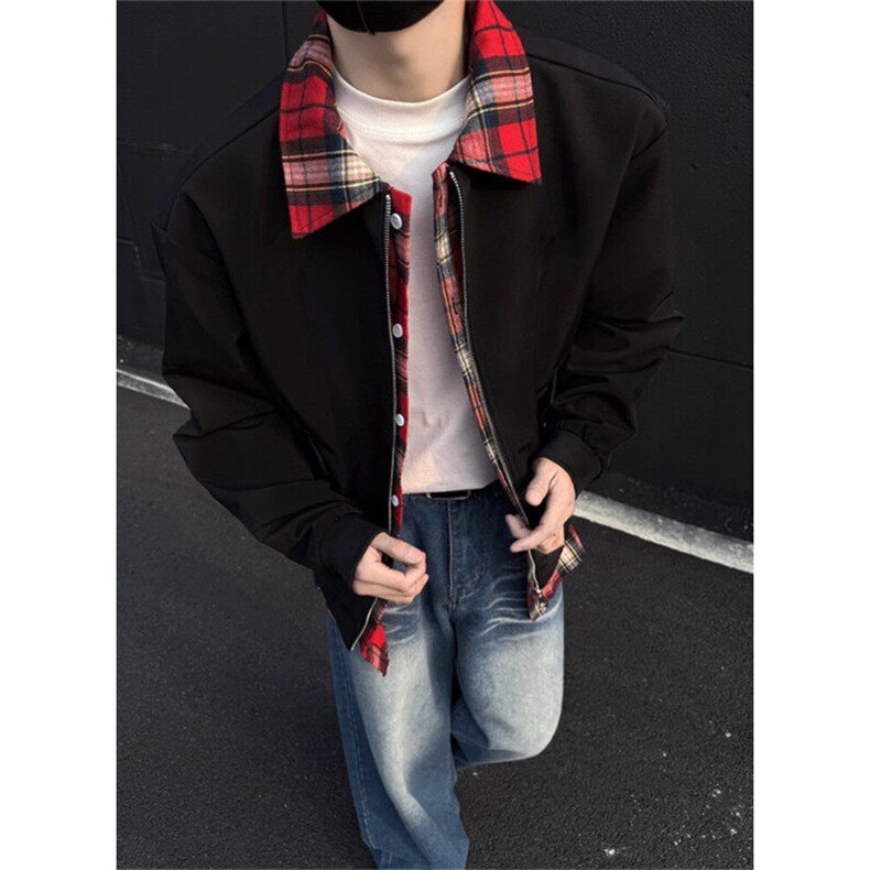 假两件外套男2025春季拼接撞色宽松cleanfit飞行服夹克JY206,男装夹克,星座1116A（原606A-3）