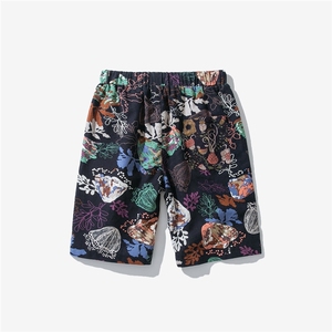 白底平铺图大码风港风棉麻宽松休闲花短裤沙滩裤情侣 K03/P20图片