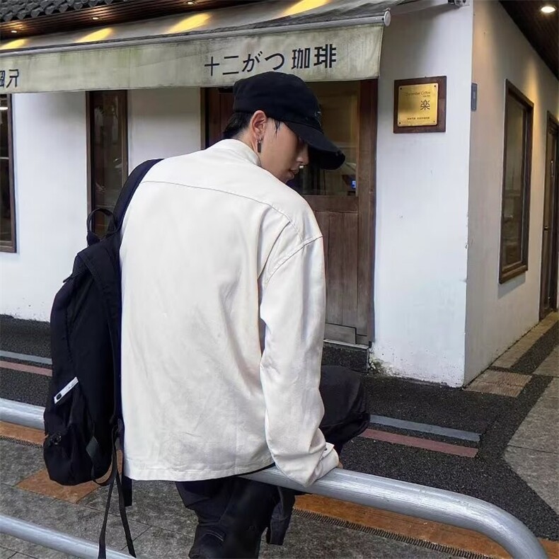 有货。日系休闲衬衫男春秋宽松百搭开衫外套男CY1265-P38,男装衬衫,星座412-3
