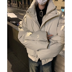 405A美式高街个性金属设计短款pu皮面包服MY24918-P155控188，男装棉衣，星座405A