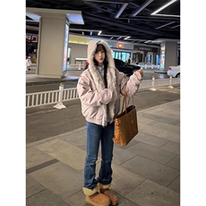 现货高品质美式高街冬季重磅硬挺短款座山雕毛领棉衣男女加厚外套，男装棉衣，电商A486-1