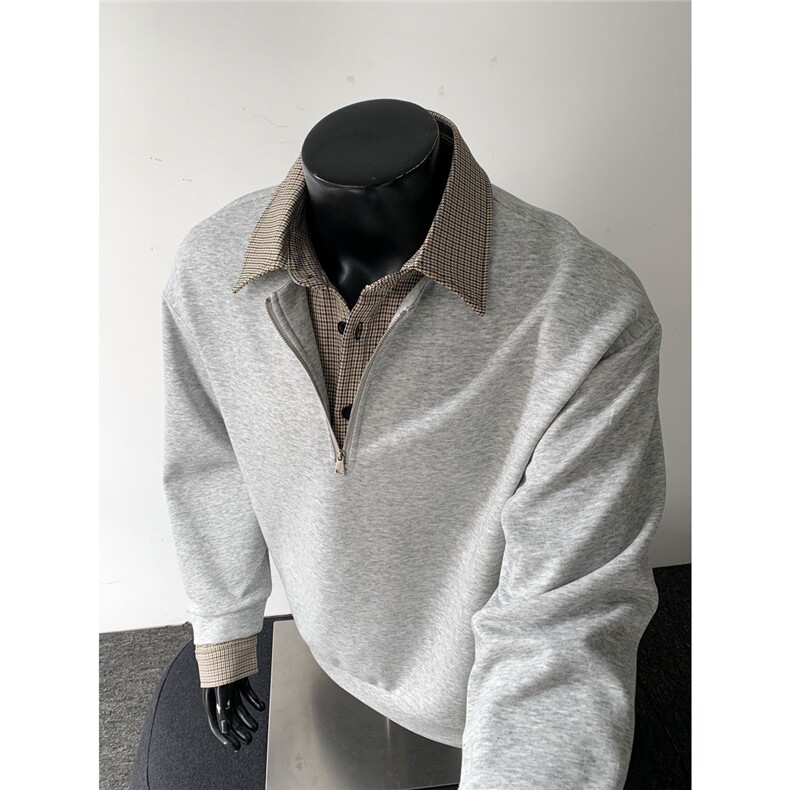 2026年春装新款百搭潮流美式长袖T恤男拼接假两件卫衣C26008-TP48，男装T恤，电商C213(原B265)