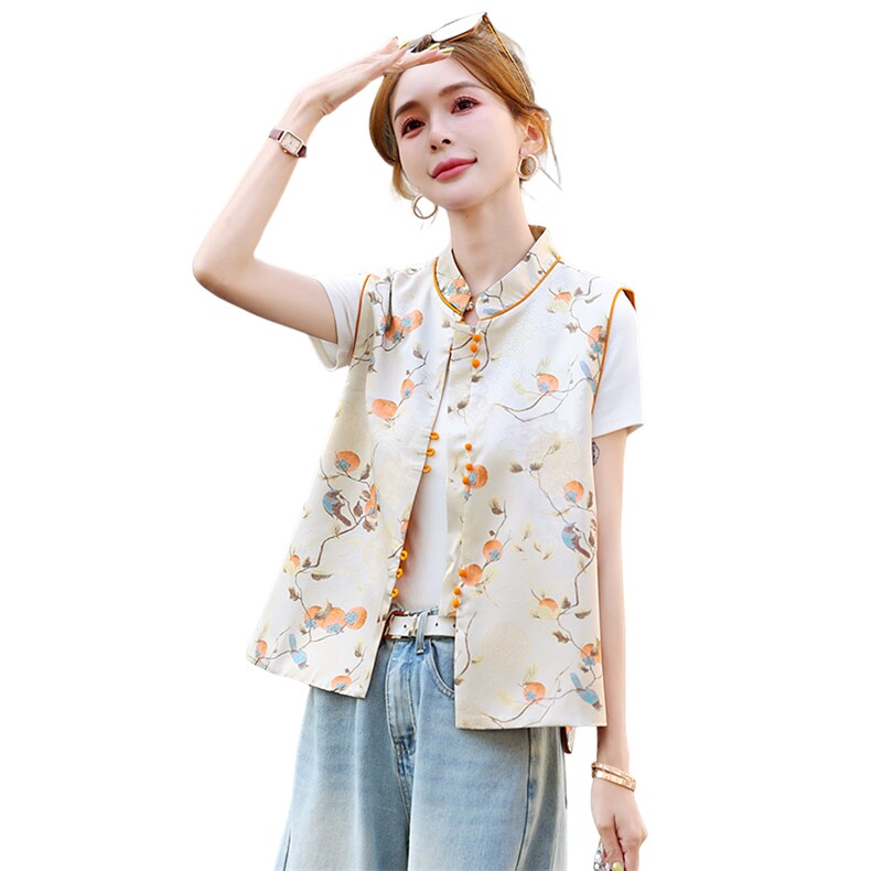马甲女春夏款提花气质简约百搭女上衣,女装马甲,芙芮