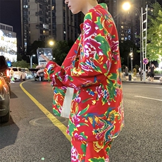 XF01男春港风文艺休闲大码西服套装西装东北大花民族风特色风，男装西服套装，星座115A(原星座507）