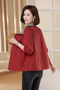 【M-4XL】格子拼接外套女春秋新款短外套中年妈妈大码夹克秋季图片