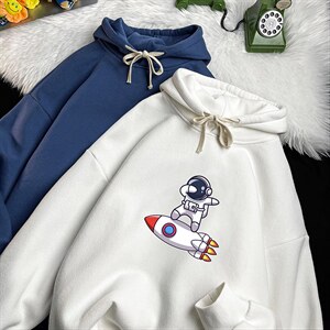 WY2158-P35 加绒款-P40 纯棉连帽卫衣男大码运动帽衫宽松薄图片