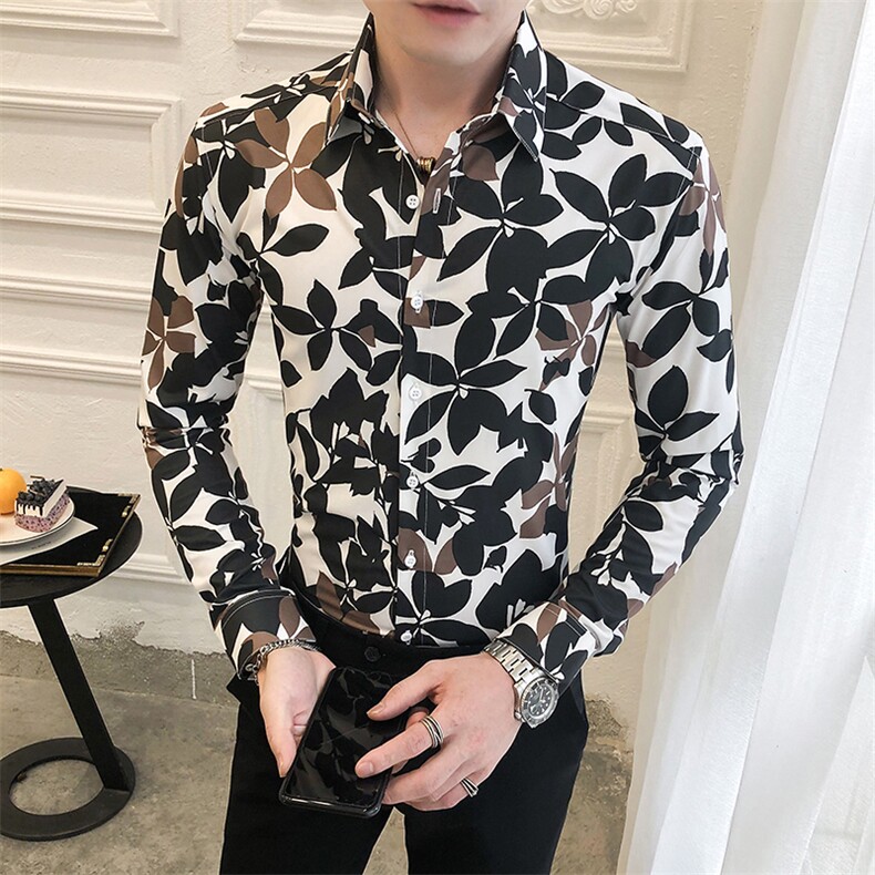 312A-5-272-P55长袖高级感秋季休闲英伦发型师韩版纯色男士衬衣,男装衬衫,星座312A-5