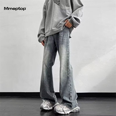 网络图现货牛仔裤男秋季阔腿裤子宽松水洗休闲长裤R7715-P55，男装牛仔裤，星座1005-4