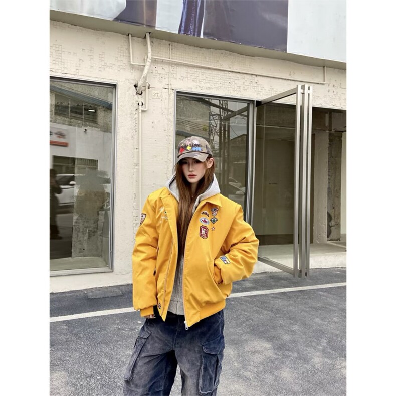 网络图现货美式复古刺绣徽章男女嘻哈时尚飞行夹克JHT290-P65，男装夹克，星座715-7