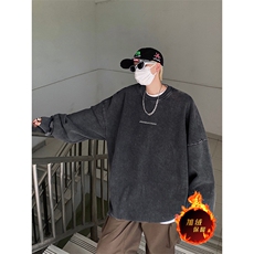 得物抖音高品质二开360克重磅做旧炒雪花纯色圆领水洗卫衣1521，男装卫衣，电商A486