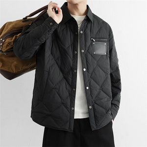 商务通勤轻薄款羽绒服  男士轻便保暖衬衫式时尚翻领羽绒服外套潮图片